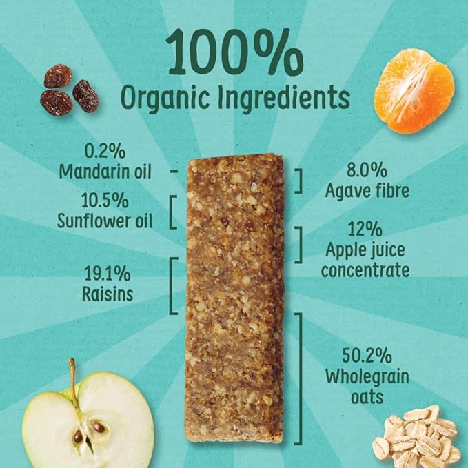 Organix Kids Marvellous Mandarin & Apple Oaty Bars – 3+ Years, 6 x 23g