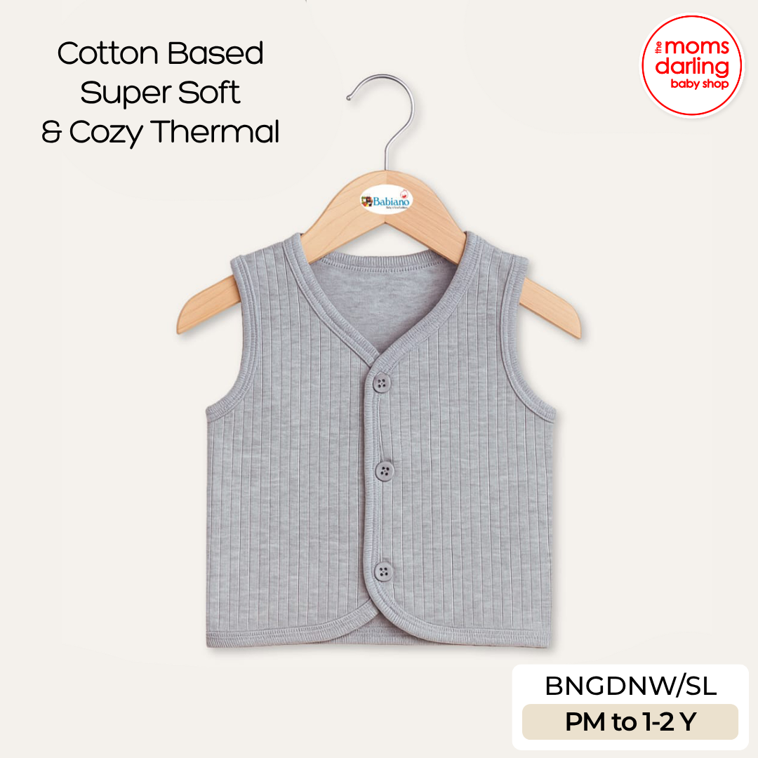 Babiano Cotton-Blend Front-Open Sleeveless Thermal Vest - Grey
