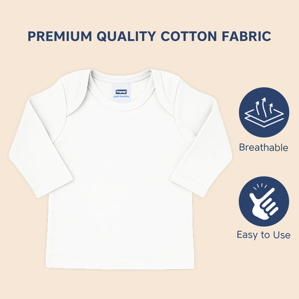 Hopop Envelope Neck Full Sleeve Cotton Vest - White