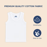 Hopop Baby Round Neck Sleeveless Cotton Vest 0–3M to 6–7Y – White