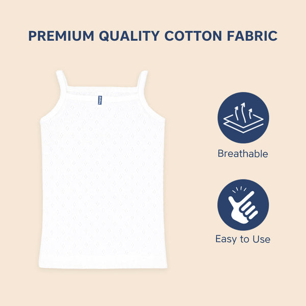 Hopop Girls Sleeveless Cotton Camisole Vest - White