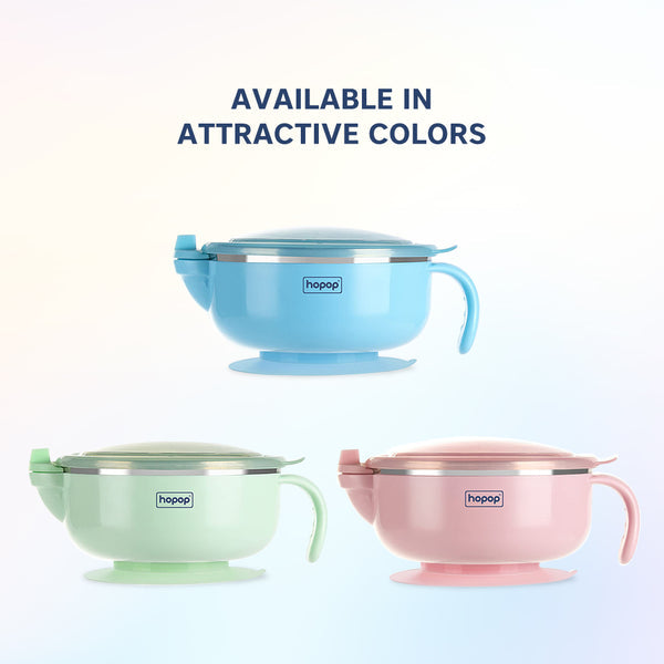 Hopop Baby Steel Bowl With Suction Base - Green