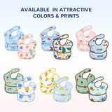 Hopop Easy-Clean Waterproof Baby Bib with Food Catcher Pocket - Assorted Prints
