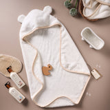 Baby Forest Somya Aanchal Bamboo Cotton Hooded Baby Towel – White