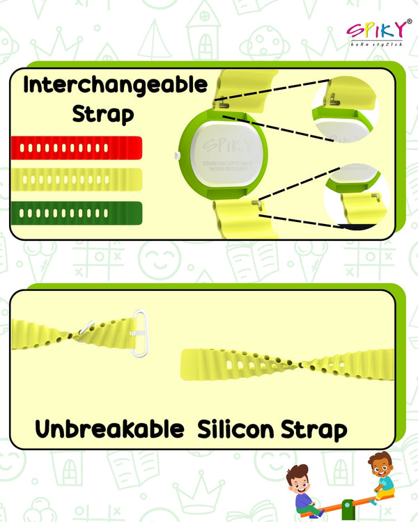 Spiky Round Analog Watch for Kids Boys and Girls EVA42 - Yellow