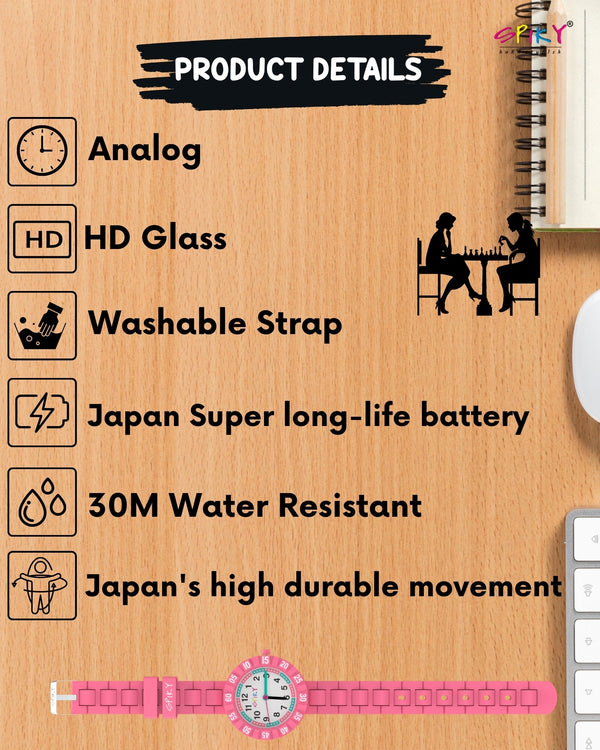 Spiky Stylish Analog Watch for Kids Boys and Girls EVA43C - Pink