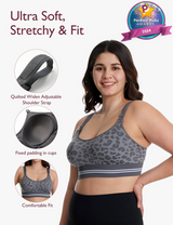 Momcozy 4-in-1 Hands Free Pumping Bra Large Leopard Grey