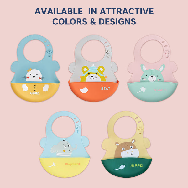 Hopop Easy Clean Crumb Catcher Silicone Bib - Assorted Print