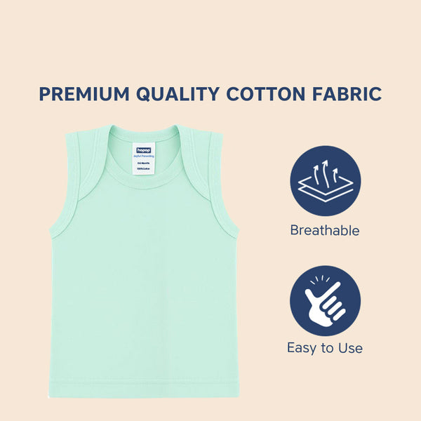 Hopop Envelope Neck Sleeveless Cotton Vest Pack Of 1 - Assorted