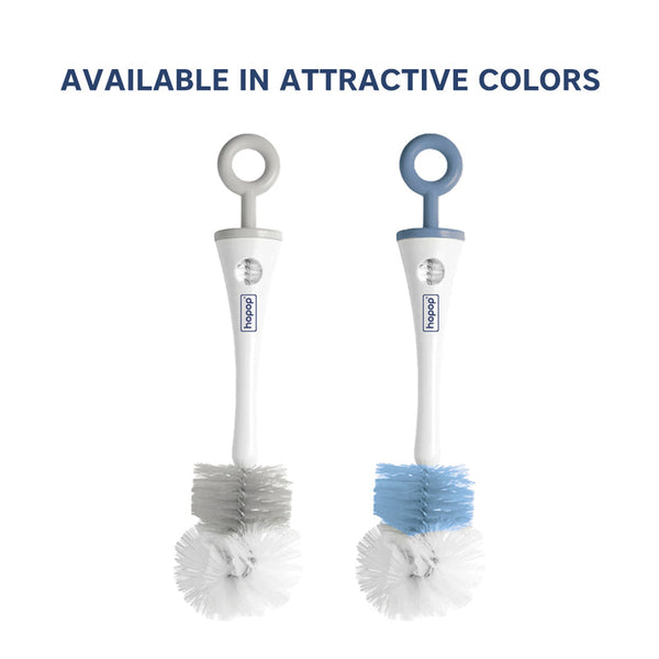 Hopop 2-IN-1 Bottle & Nipple Cleaning Brush with Grooved Handle & Easy Hanging Storage