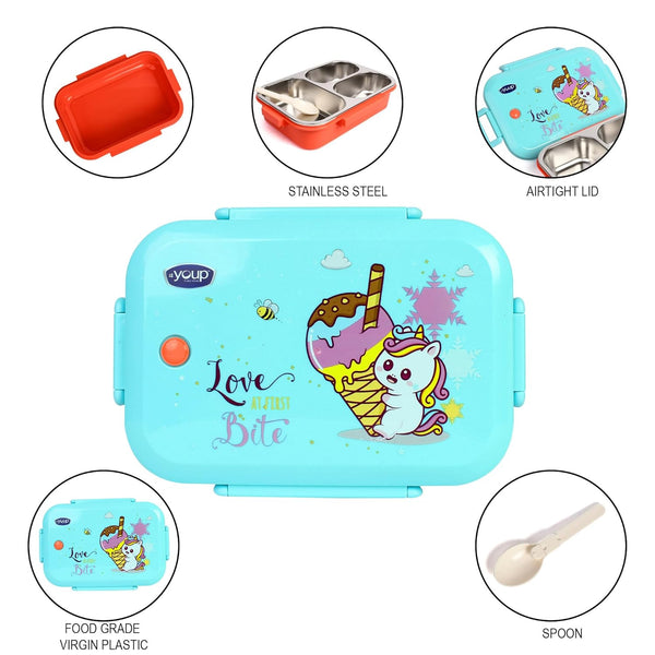 Youp Stainless Steel Silicone Rings Kids Lunch Box - Unicorn
