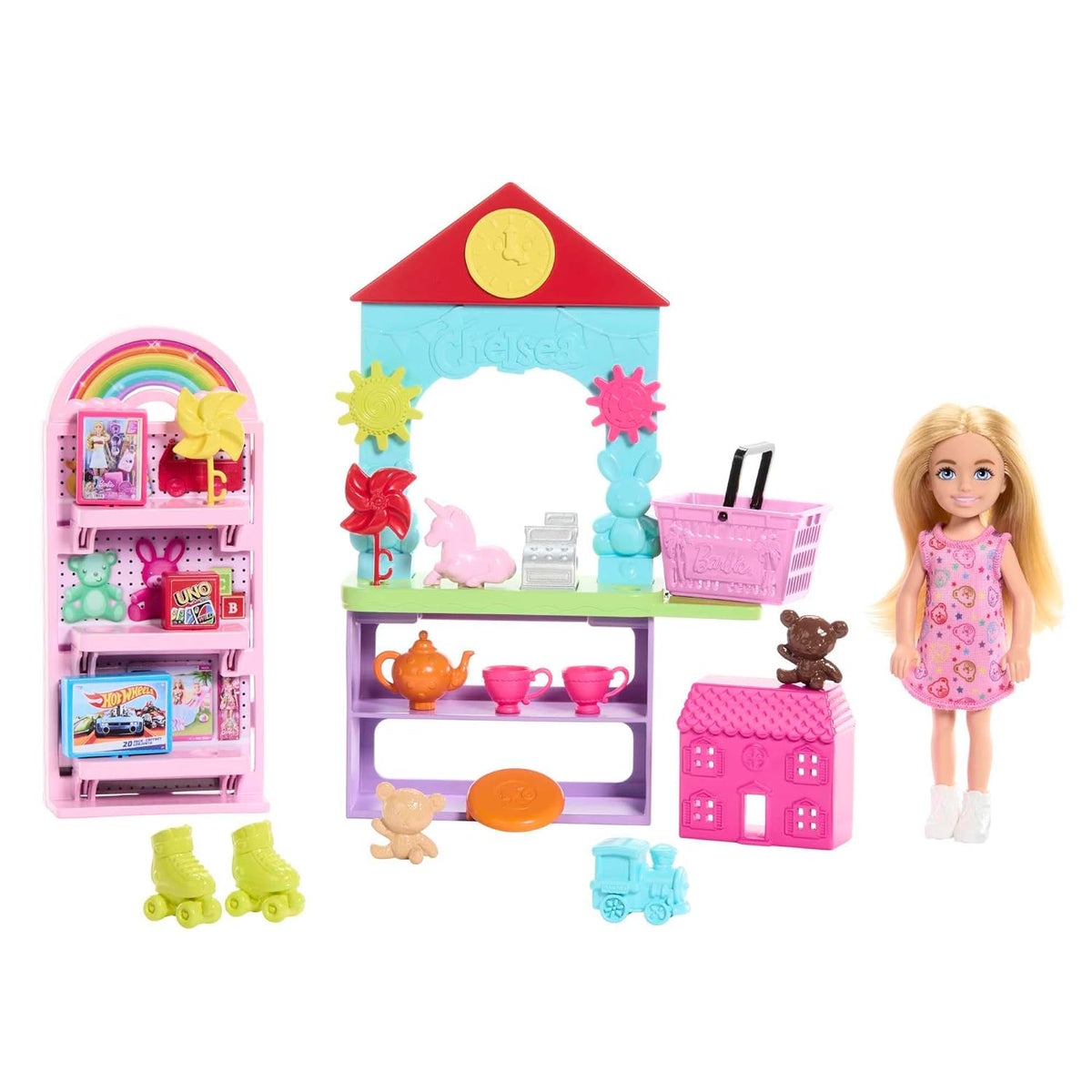 Barbie Chelsea Can Be Toy Store Playset with Small Blonde Doll, Counter & Display Furniture & 15 Accessories