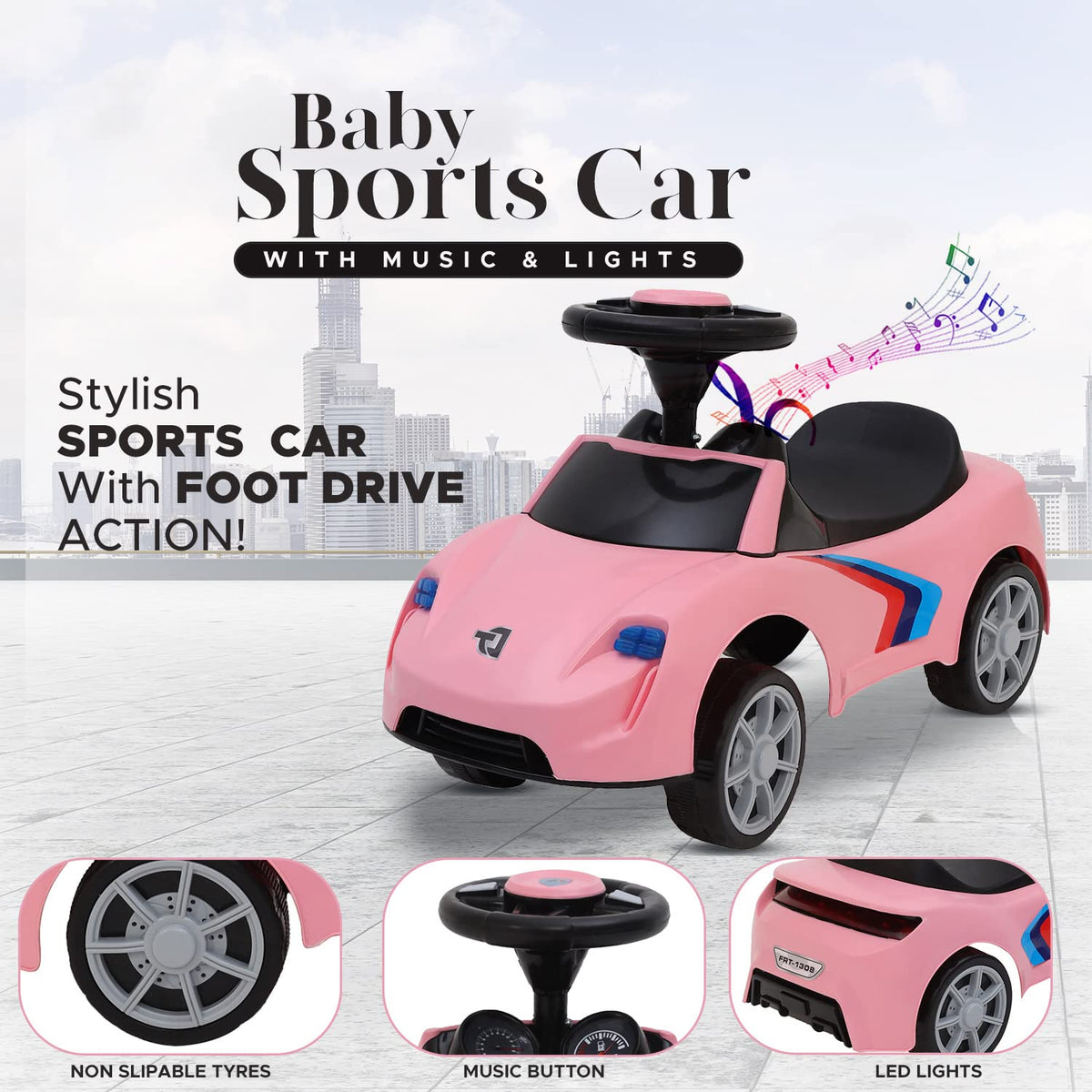 Dash F1 Stylish Ride on Car with Music - Pink