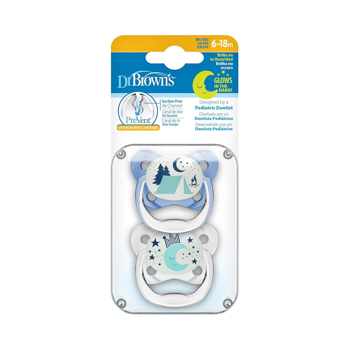 Dr Browns Blue Prevent Glow in the Dark Butterfly Shield Soother Stage 2