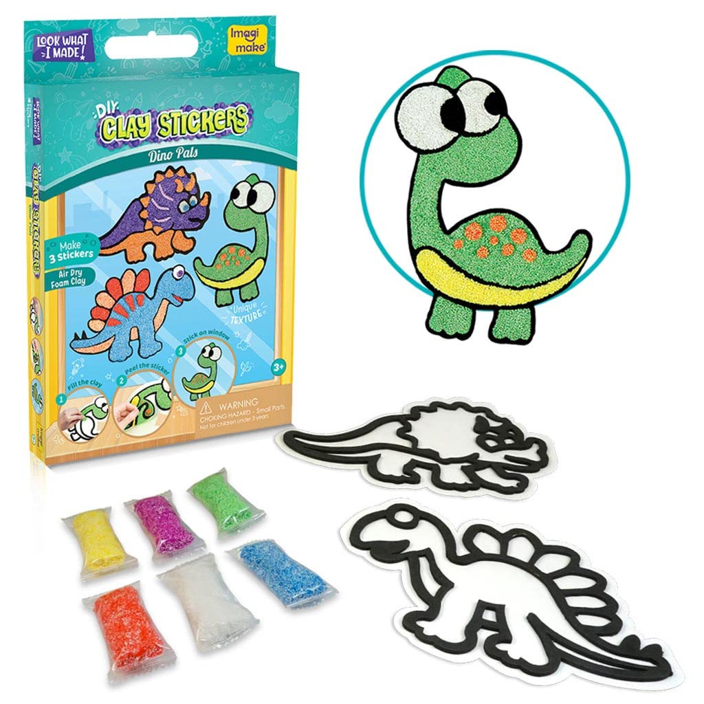 Imagimake Fleximos Dinos Pals DIY Window Art ÃÀš¬Â¬œ Dotz Multi-Colour Air Dry Clay Art Playset