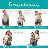 Infantino Hip Rider Airy 5-in-1 Hip Seat Carrier 5.5–20.4kg – Beige