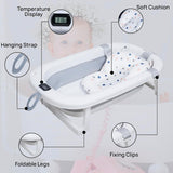Nuluv Collapsible Baby Bath Tub with Cushion & Temperature Display Grey