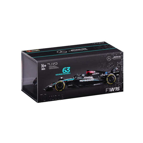 Bburago 2024 Mercedes AMG W15 F1 Car With Acrylic Box #63 George Russell 1/24