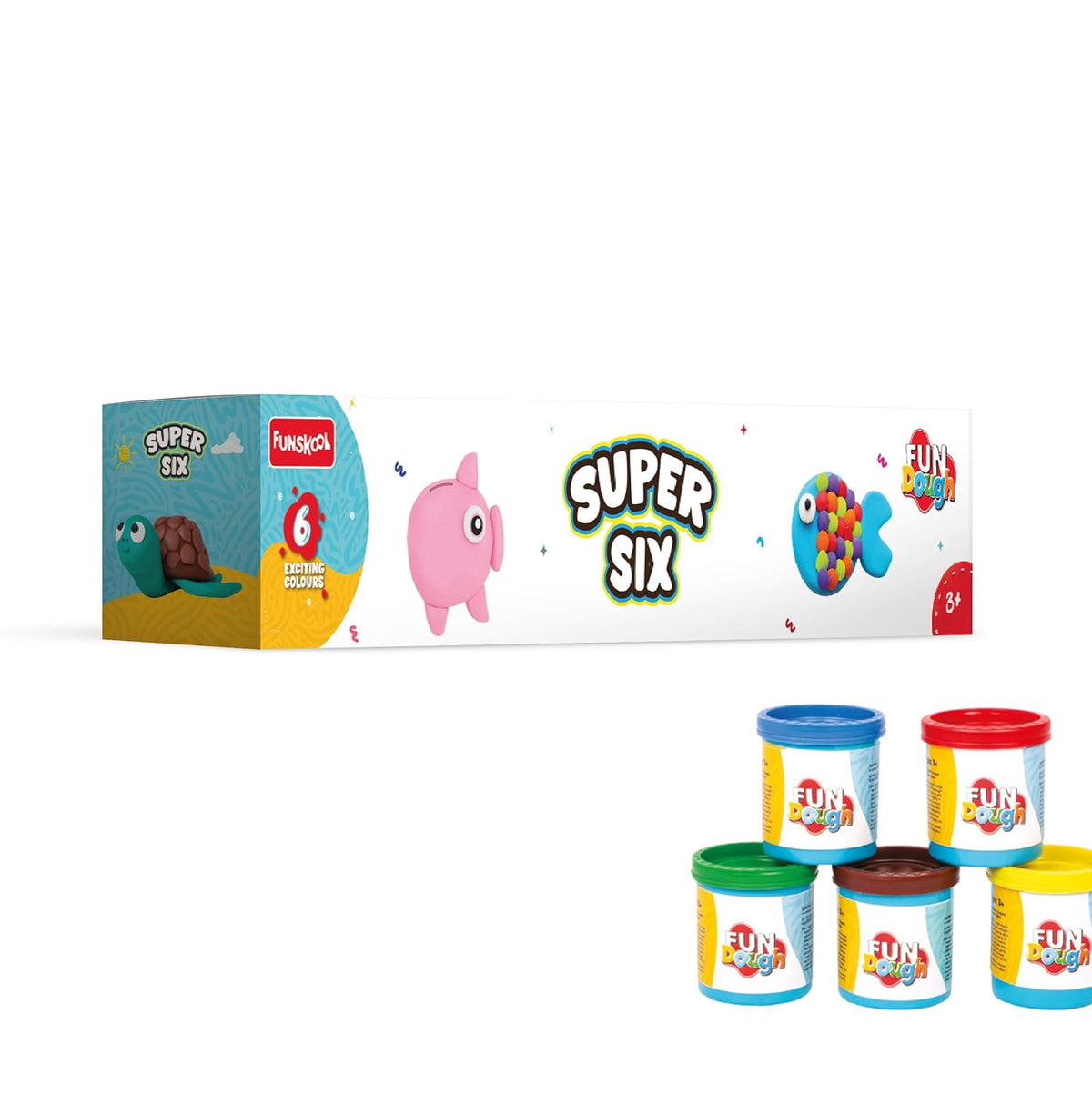 Dough Set Funskool Fundough Super Six Pack 6 Tubs – Multicolour