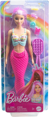 Barbie Mermaid Doll with 7-Inch Fantasy Hair & Styling Accessories – Pink