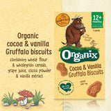 Organix Organic Gruffalo Cocoa & Vanilla Biscuits Toddler Snack – 12+ Months, 100g