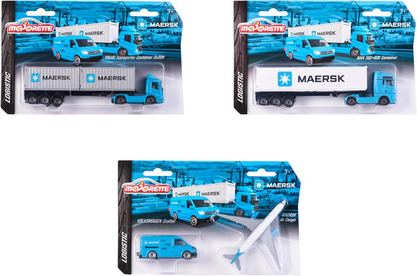 Majorette - Maersk Transport Vehicle With 3 Assment For Kids-Assorted