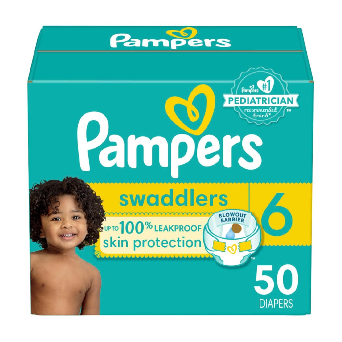Pampers Swaddlers Disposable Baby Diapers, Size 6, (50 Count) 16+ Kg