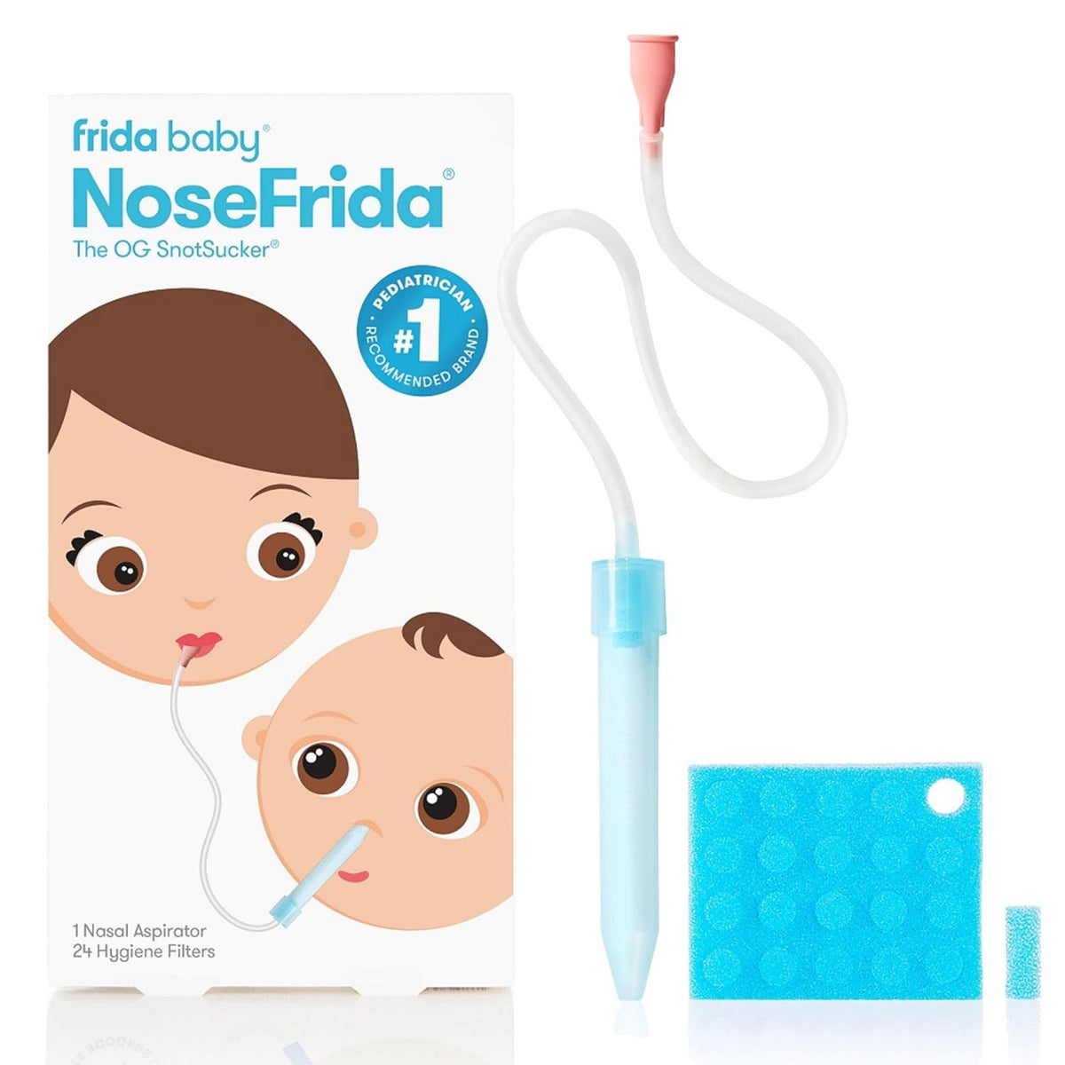 Nasal Aspirator Frida Baby NoseFrida The SnotSucker with 24 Hygiene Filters 0M+ – Blue