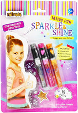 Mirada Tattoo Pens Sparkle & Shine 3 Pens + 6 Stencils 6Y+ – Multicolor