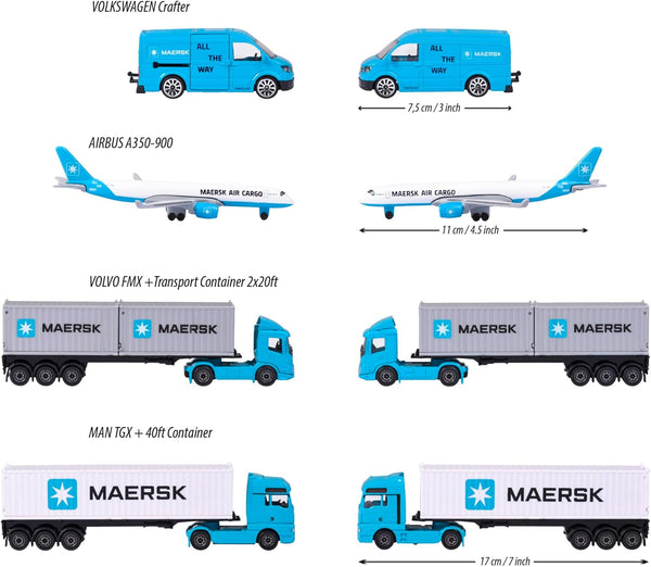 Majorette - Maersk Transport Vehicle With 3 Assment For Kids-Assorted