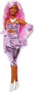 Barbie Deluxe Style Doll #1 in Barbiecore Outfit, Pink Hair and Glossy Pink Dress with Accessories Like Velvet Gloves, Money Purse