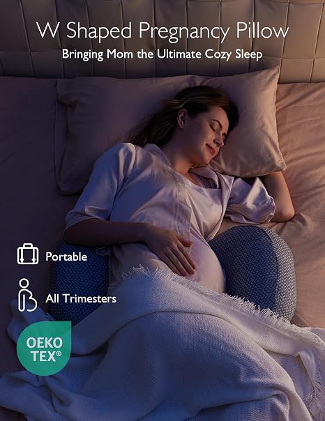 Pregnancy Pillow Momcozy W-Shaped Maternity Side Sleeper Pillow Regular – Grey