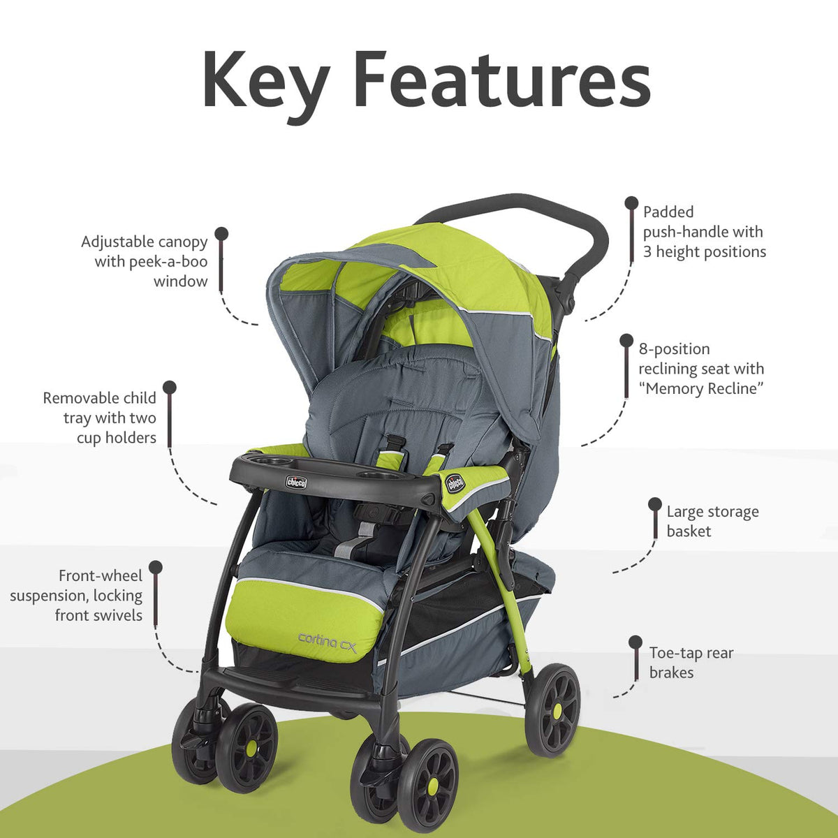 Chicco Cortina Cx Stroller Lima Green
