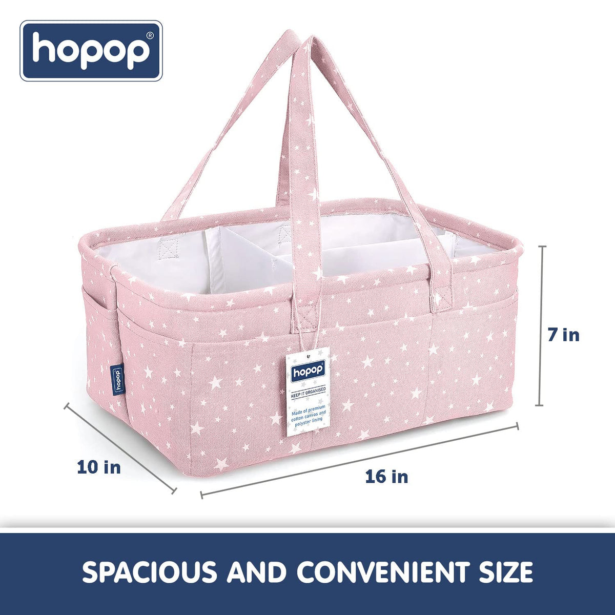 Hopop Baby Diaper Caddy Organiser 16 x 10 x 7 Inches Pink