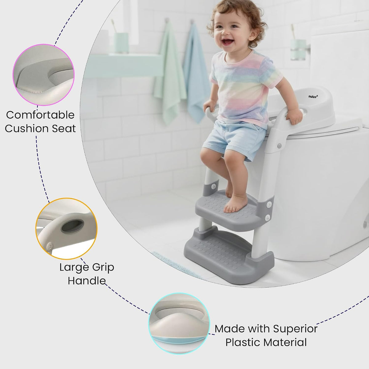 Nuluv Baby Potty Training Seat with Step Ladder Adjustable Size