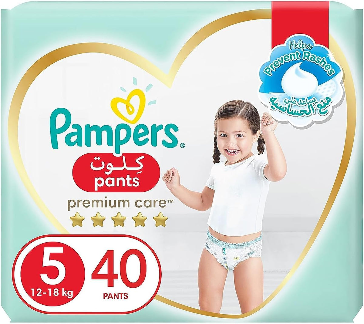 Pampers Premium Care Pants Diapers Size 5 (12-18Kg) 40 Pcs (Made In Egypt)