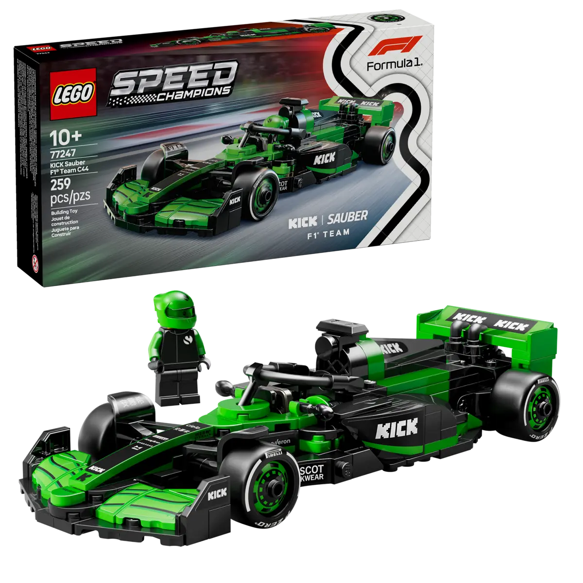 LEGO Speed Champions KICK Sauber F1 Team C44 Race Car 259 Pieces Multicolour