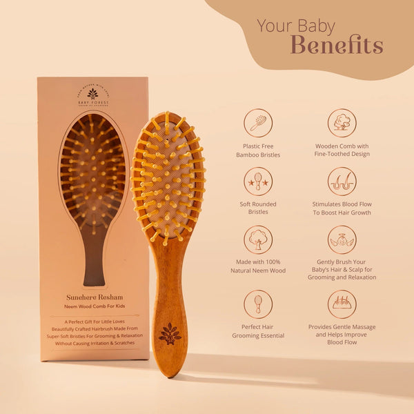 Baby Forest Sunehere Resham Neem Wood Comb for Kids One Size