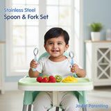 Hopop Stainless Steel Spoon & Fork Set with Travel Case 2-Piece Blue
