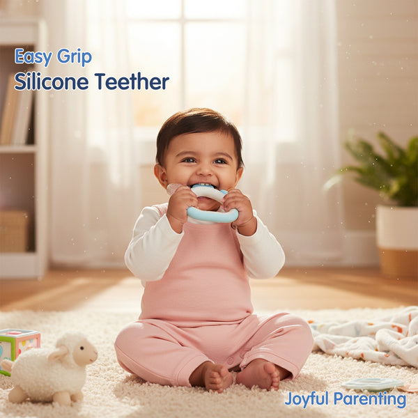 Hopop Silicone Baby Teether | BPA-Free Chew Toy | Pack of 1- Assorted