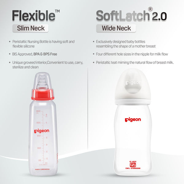 Pigeon Softlatch 2.0 Nursing bottle 240ml - White
