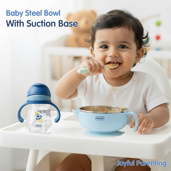 Hopop ® Baby Stainless Steel Bowl with Lid & Suction Base