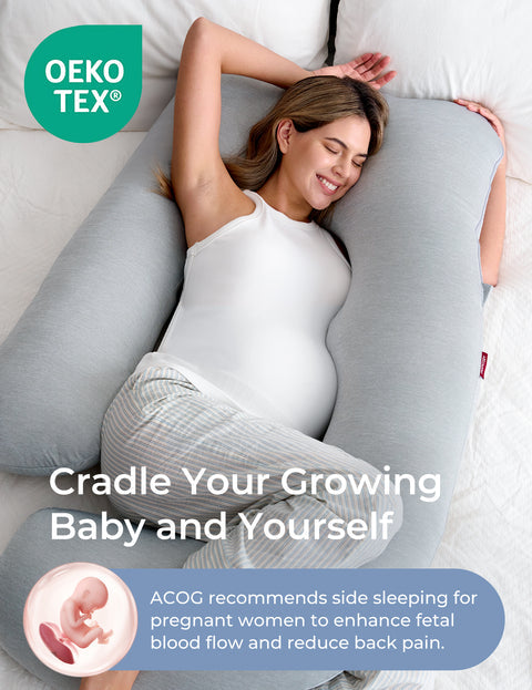 Momcozy U Shaped Cooling Fabric Maternity Body Pillow Full Body – Grey