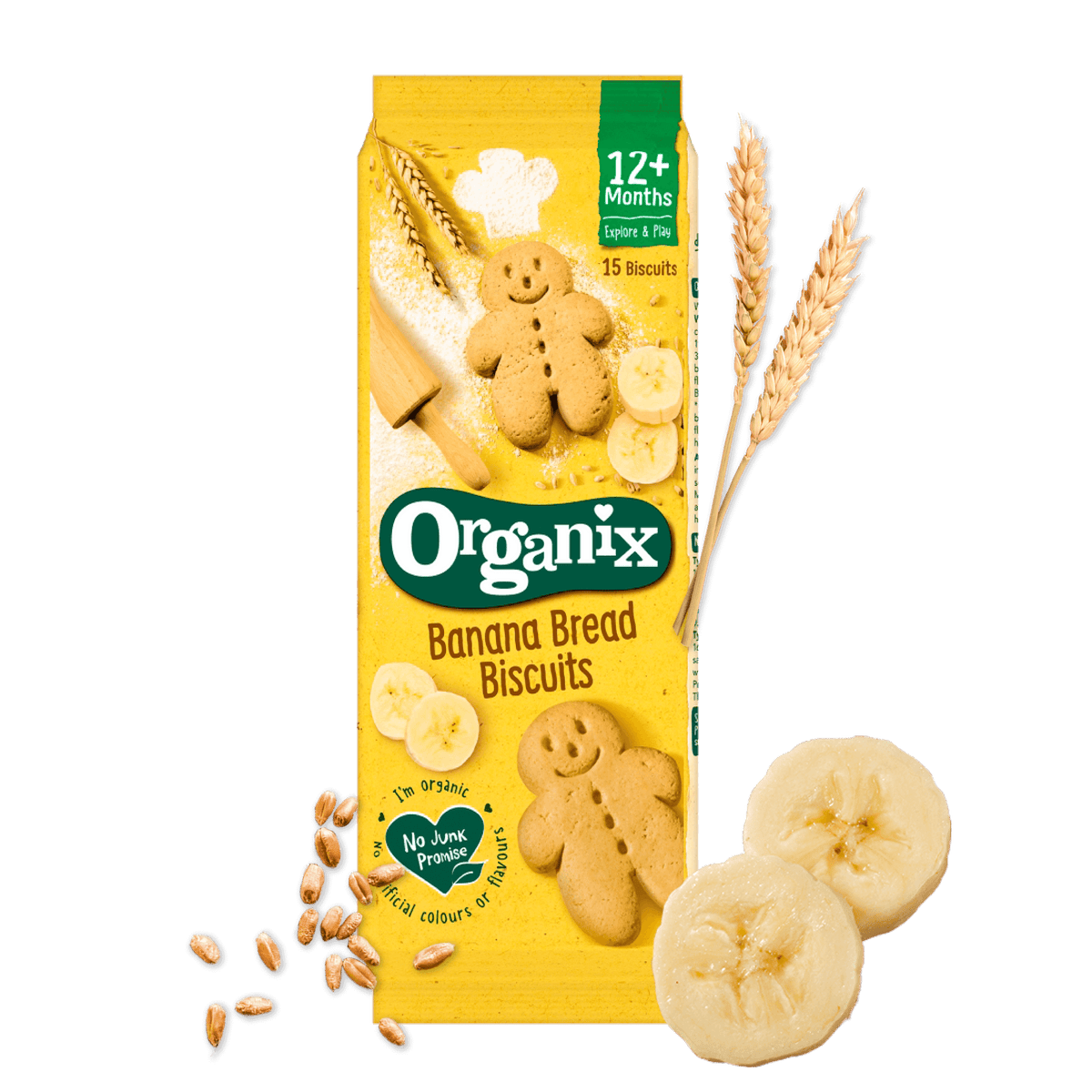 Organix Banana Bread Biscuits Toddler Snacks – 12+ Months, 135g