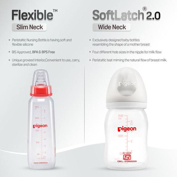 Pigeon Softlatch 2.0 Nursing bottle 160ml - White