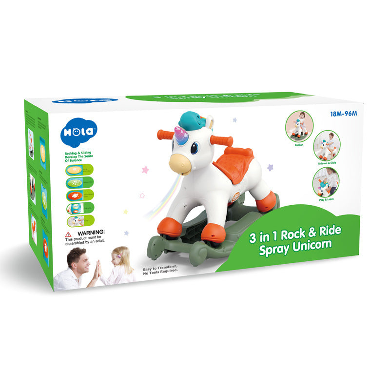 Hola 3-in-1 Rock & Ride Spray Unicorn 18M+ Multicolor