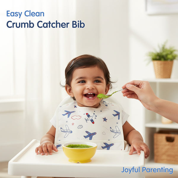 HopopEasy-Clean Waterproof Baby Apron Bib with Crumb Catcher Asorted