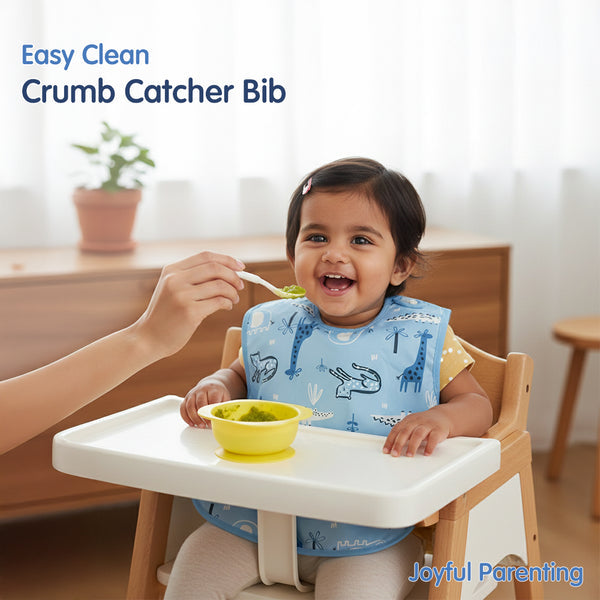 HopopEasy-Clean Waterproof Baby Bib with Food Catcher Pocket Asorted