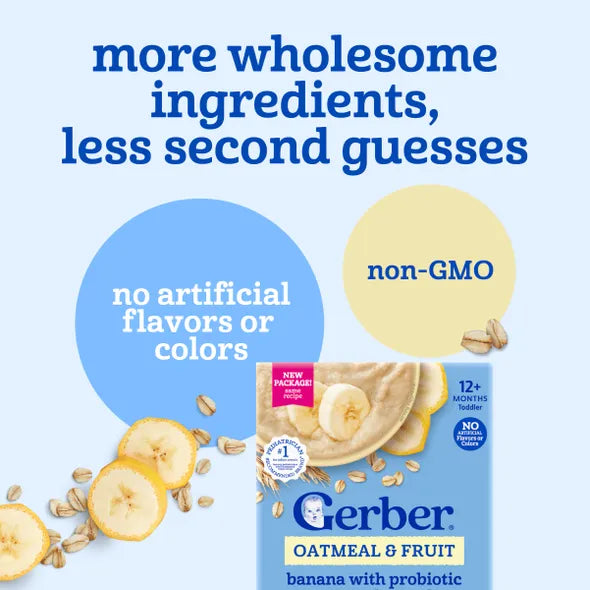 Gerber Probiotic Cereal Oatmeal Banana Infant Cereal – 8+ Months