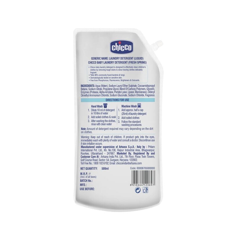 Chicco Baby Laundry Detergent 500 ml Fresh Spring